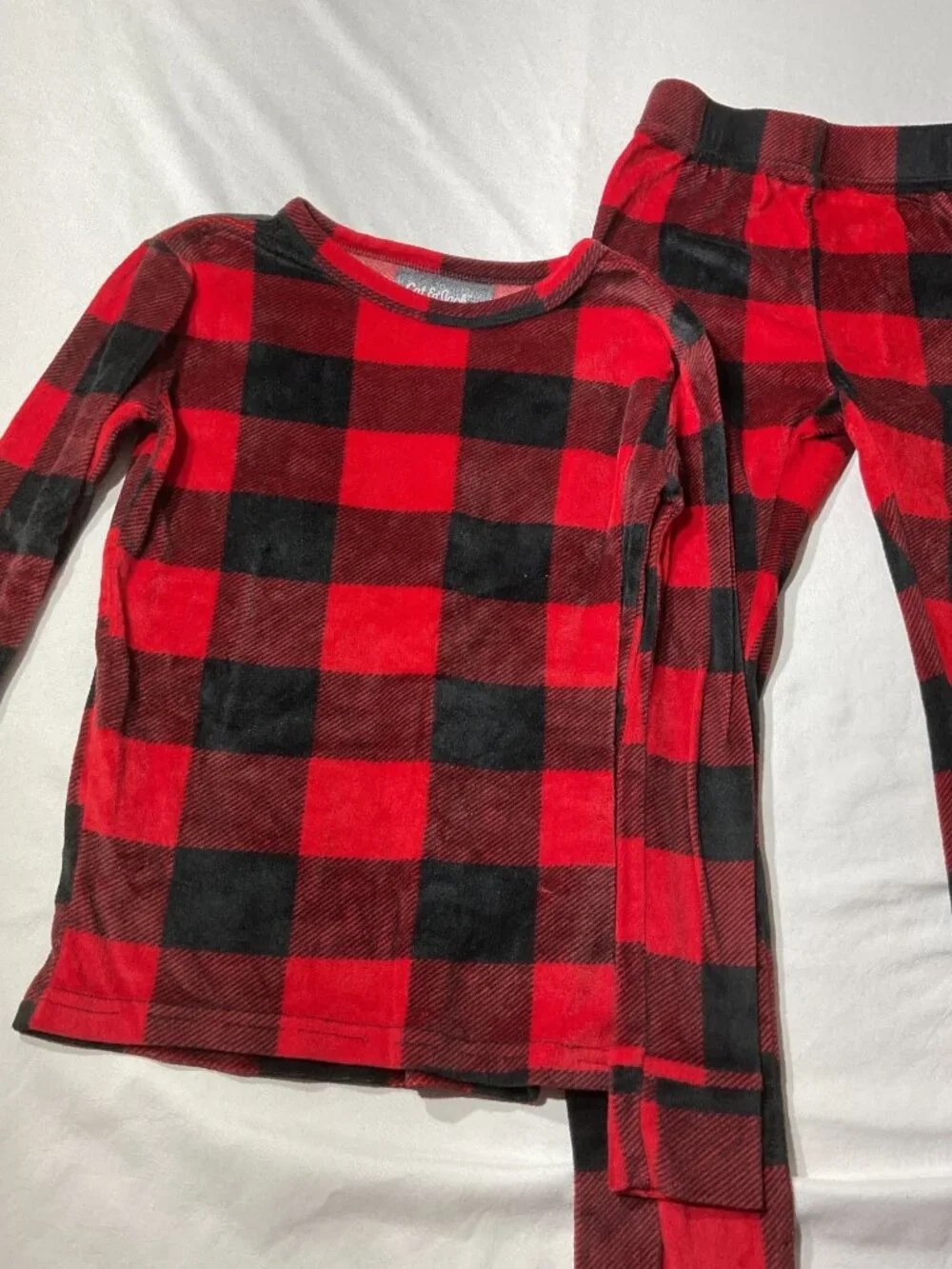 Red & Black Buffalo Plaid Kids Pajama Set By Cat & Jack Size 8 Soft Polyester